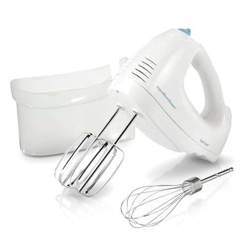 Hamilton Beach 6-SPEED Electric Hand Mixer 250W with Snap-on Storage Case and Bowl Rest White