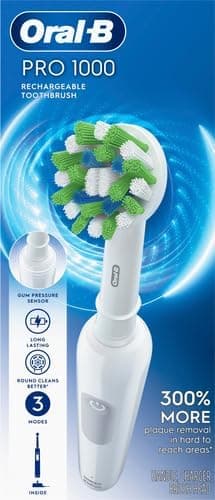 Oral-b Pro 1000 Rechargeable Electric Toothbrush – Clinically Proven 3D Cleaning Action with 2-MINUTE In-handle Timer
