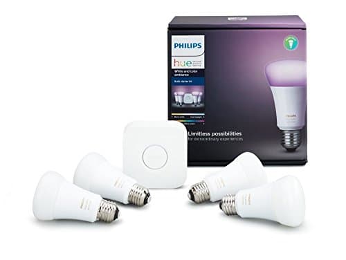 Philips Hue White and Color Ambiance A19 Smart Bulb Starter Kit (4 A19 Bulbs + Hue Bridge)