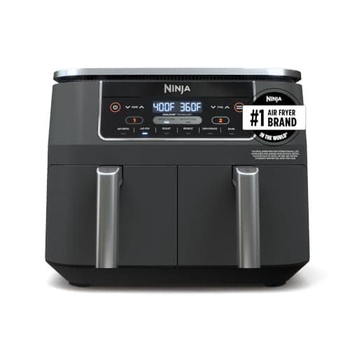 Ninja DZ201 Foodi 8-QUART 6-IN-1 Dualzone Air Fryer – 2 Independent Baskets with Match Cook, Smart Finish & Crisp Technology