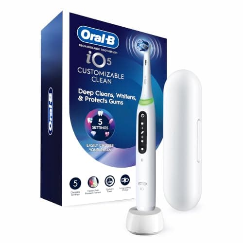 Oral-b Io Series 5 Rechargeable Electric Toothbrush with 5 Cleaning Modes, Smart Pressure Sensor, and Travel Case