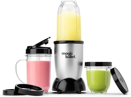 Magic Bullet 250-WATT 11-PIECE Personal Blender & Food Processor Set – Stainless Steel Cross Blade with To-go Cups & Resealable Lids