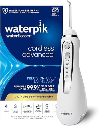 Waterpik Cordless Advanced Water Flosser (WP-580) – 3 Pressure Settings with Rapid Magnetic Induction Charging & Travel Bag