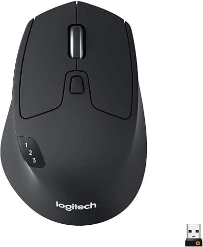 Logitech M720 Triathlon Multi-device Wireless Mouse – Bluetooth & Unifying Receiver with Easy-switch Up to 3 Computers