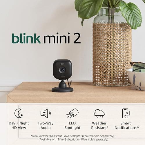 Blink Mini 2 Plug-in Smart Home Security Camera with Hd Video Color Night View and Spotlight Black