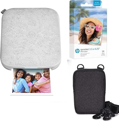 Hp Sprocket 3X4 Instant Smartphone Photo Printer with Bluetooth and Zink Sticky-backed Paper