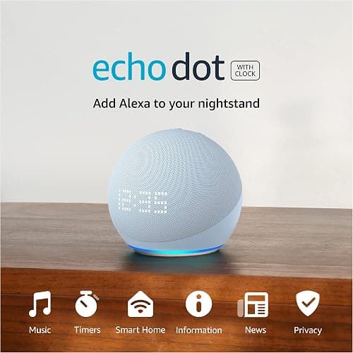 Amazon Echo Dot (5TH Gen) with Clock, Smart Speaker with Alexa, Vibrant Led Display, and Enhanced Bass